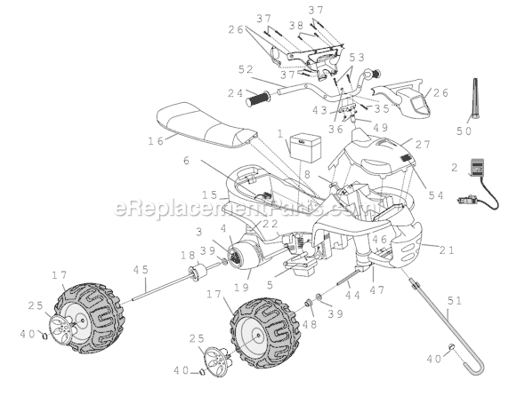 Page A Diagram and Parts List for H7332-9993  Power Wheels Ride-On ATVs